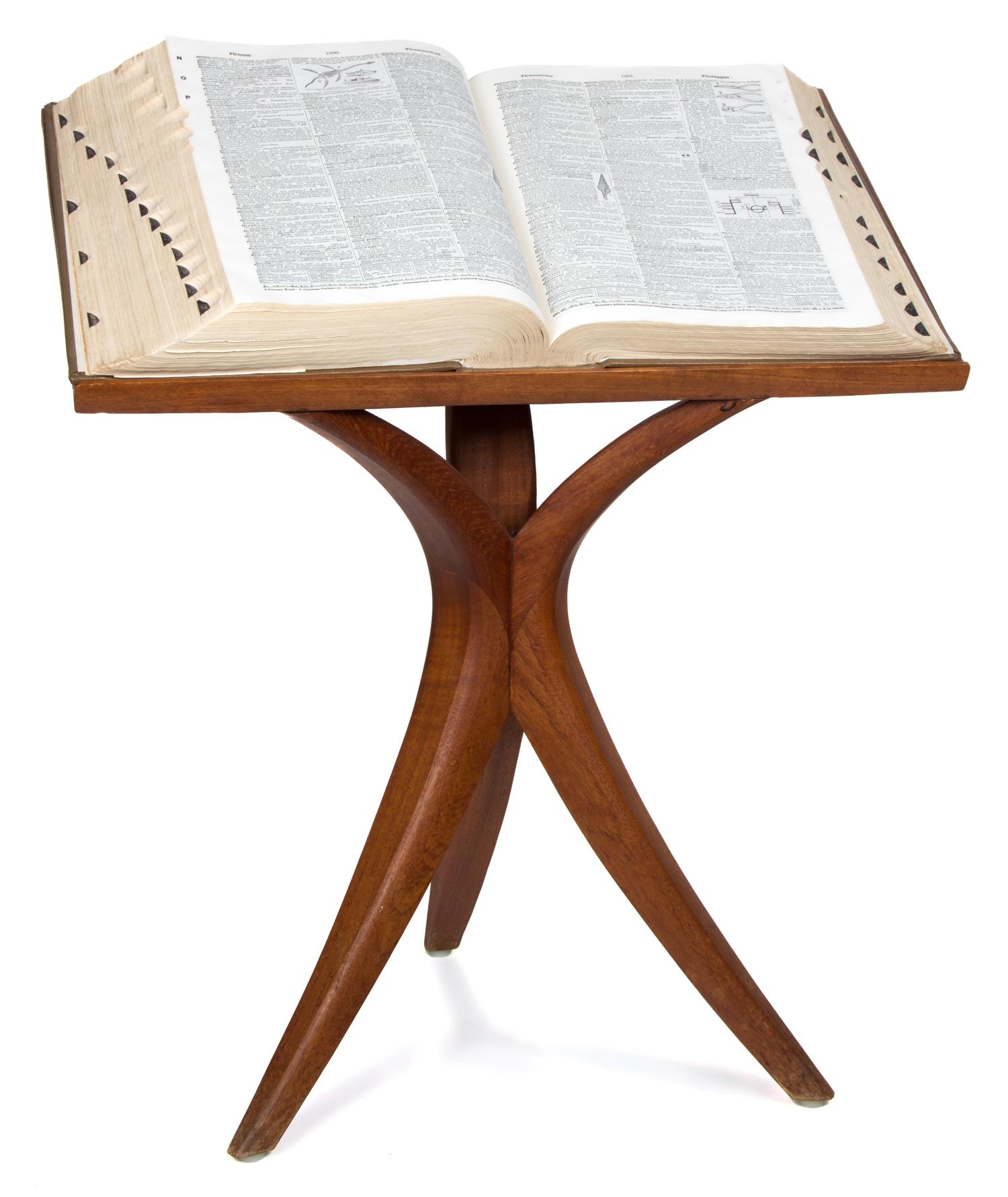 A Mid Century Modern Teak Book Stand with Dictionary Height 24 3/4 inches. — MID 20TH CENTURY
