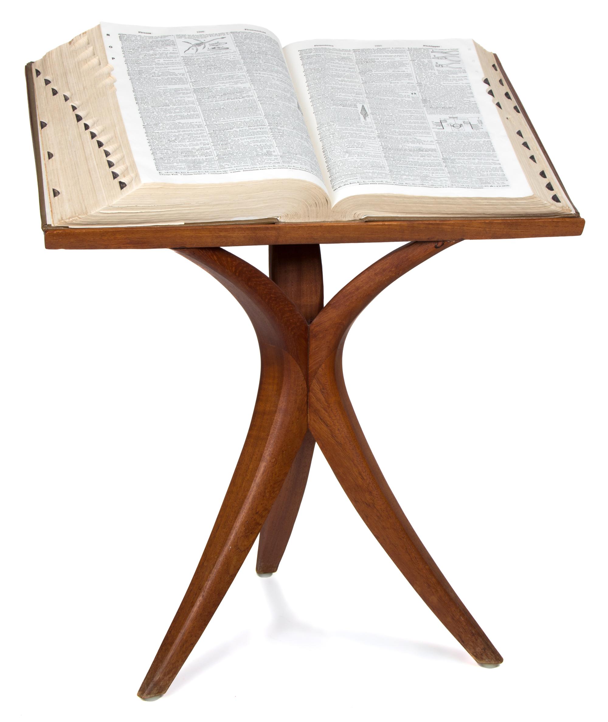 A Mid Century Modern Teak Book Stand with Dictionary Height 24 3/4 inches. — MID 20TH CENTURY