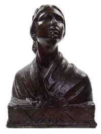 An American Bronze Bust, Height 12 1/4 inches.