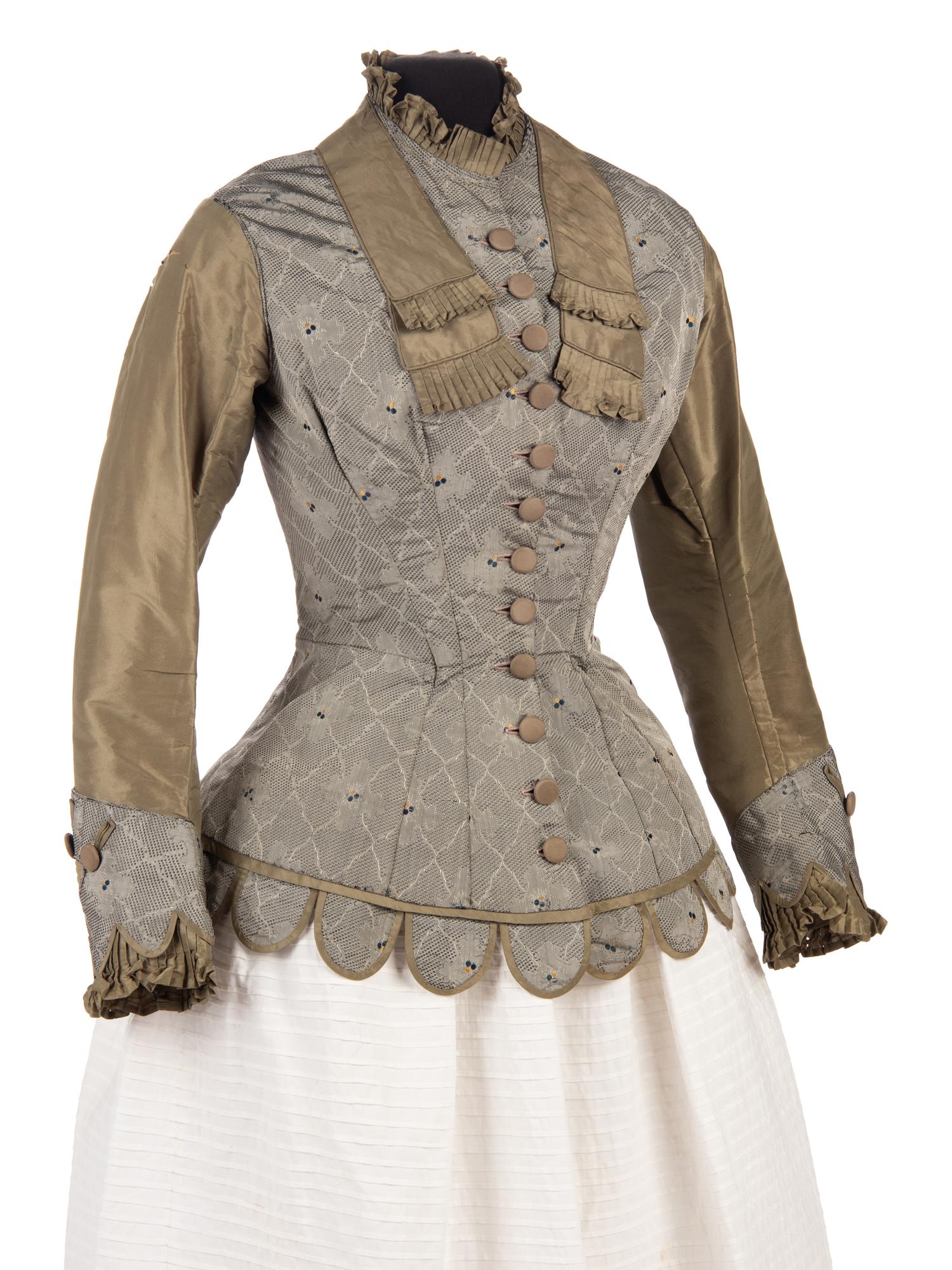 Two Silk Taffeta Evening Bodices, 1880s