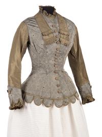 Two Silk Taffeta Evening Bodices, 1880s