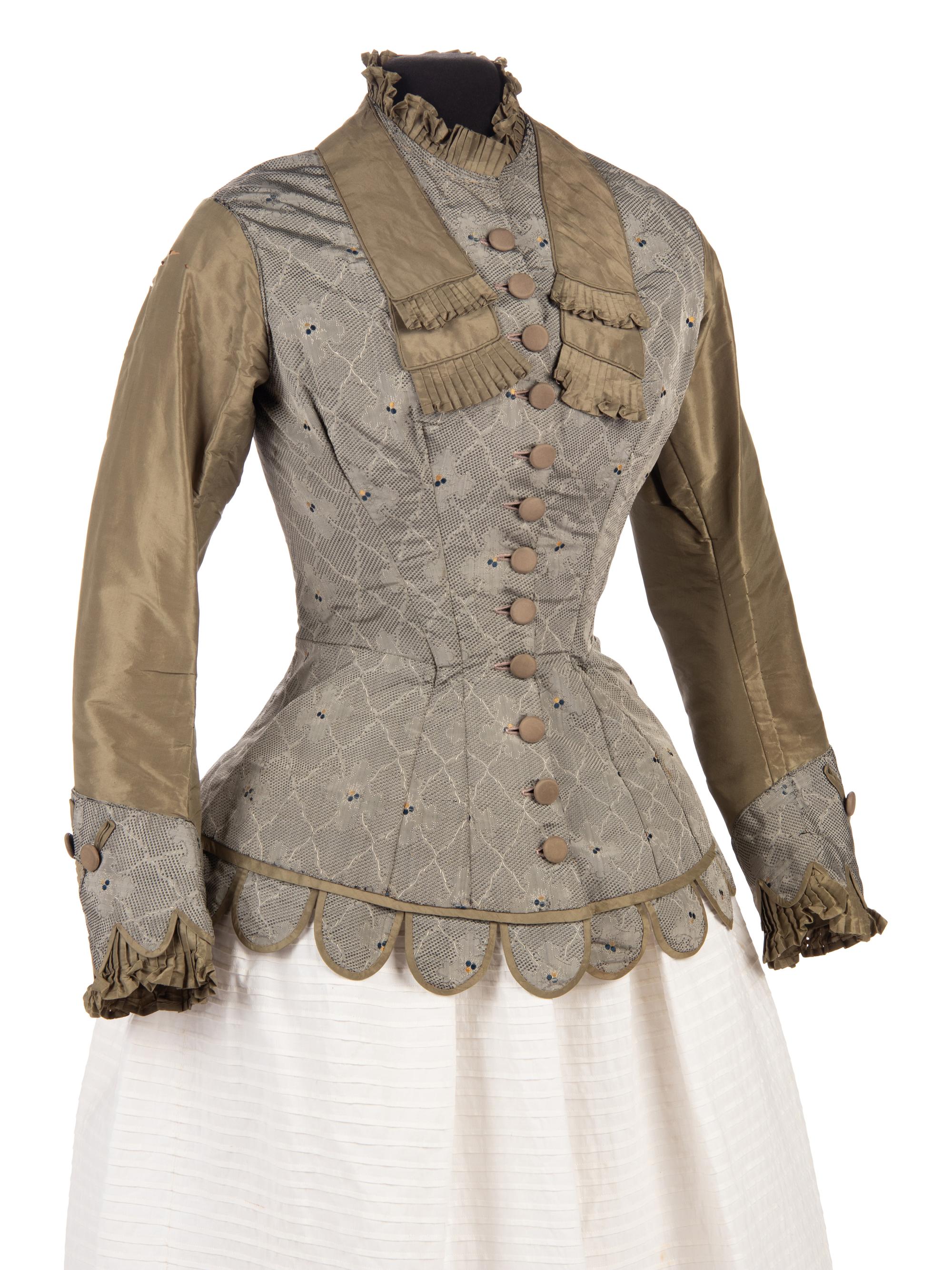 Two Silk Taffeta Evening Bodices, 1880s