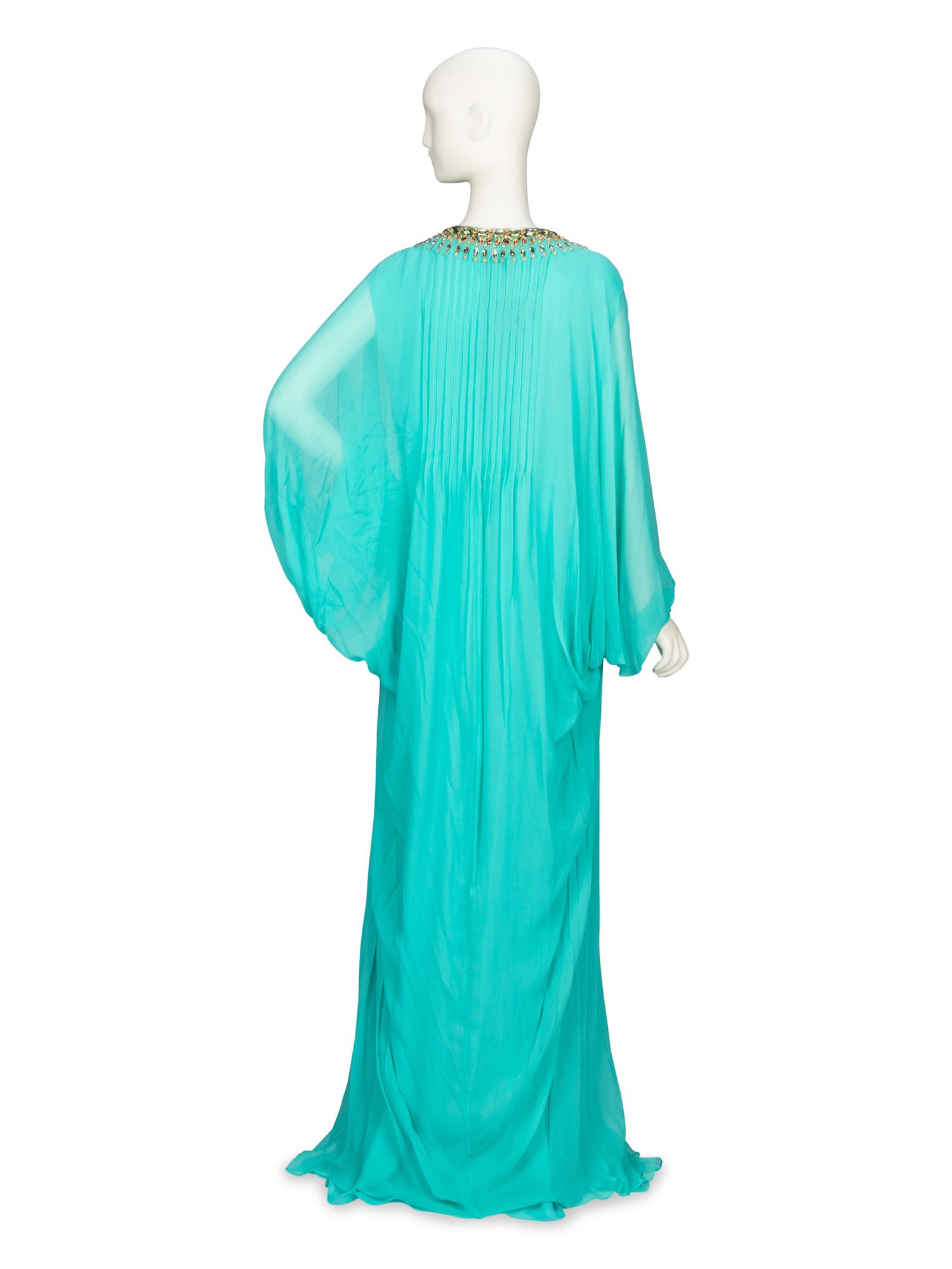 Oscar de la Renta, Turquoise Kaftan Gown