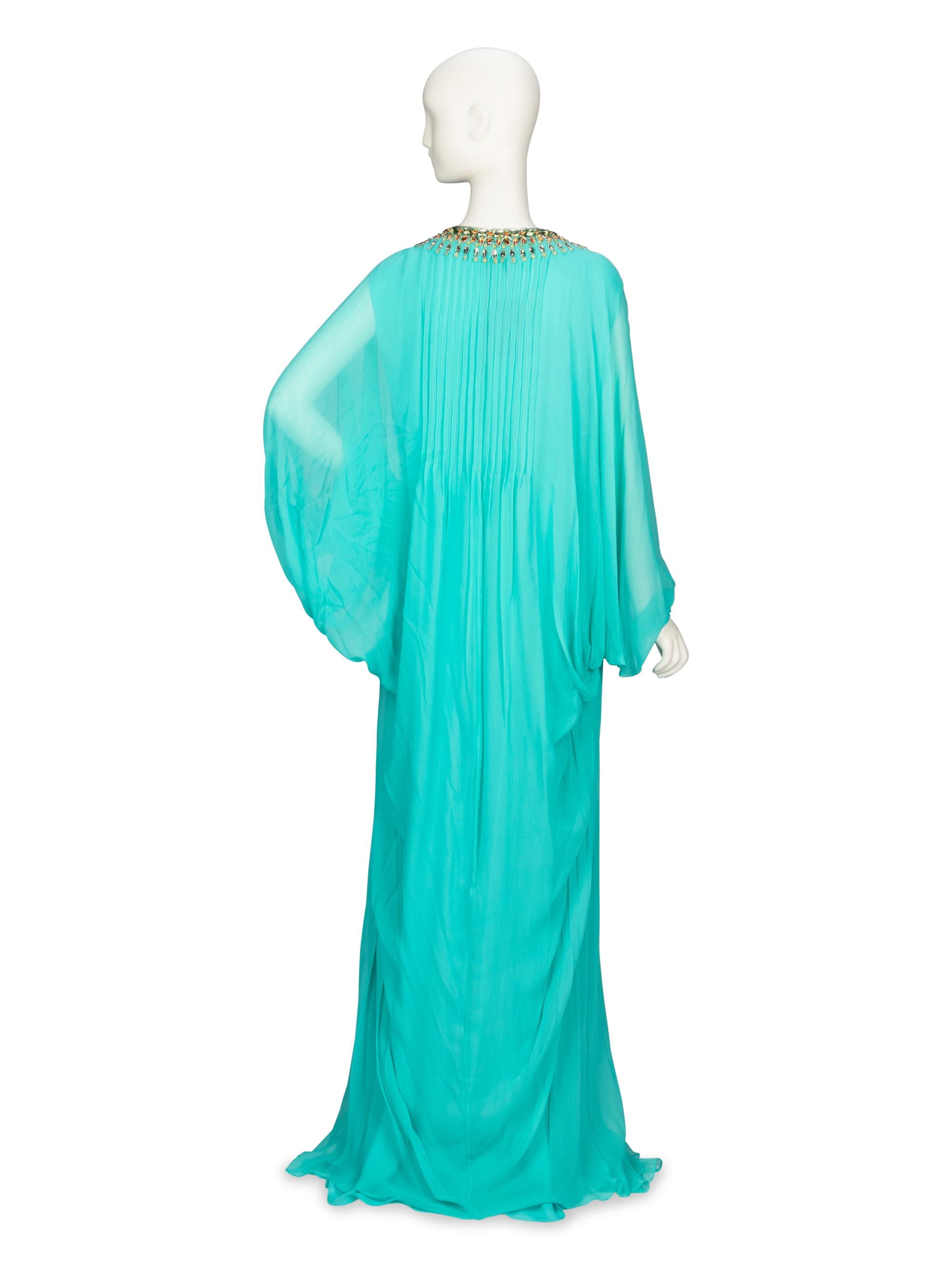 Oscar de la Renta, Turquoise Kaftan Gown