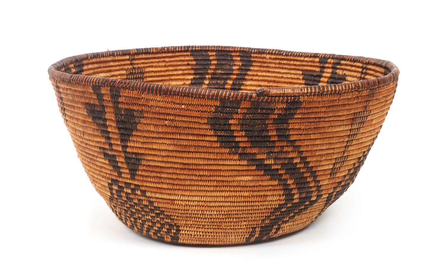 An Apache Basket Bowl Height of largest 6 1/2 x diameter 14 7/8 inches.