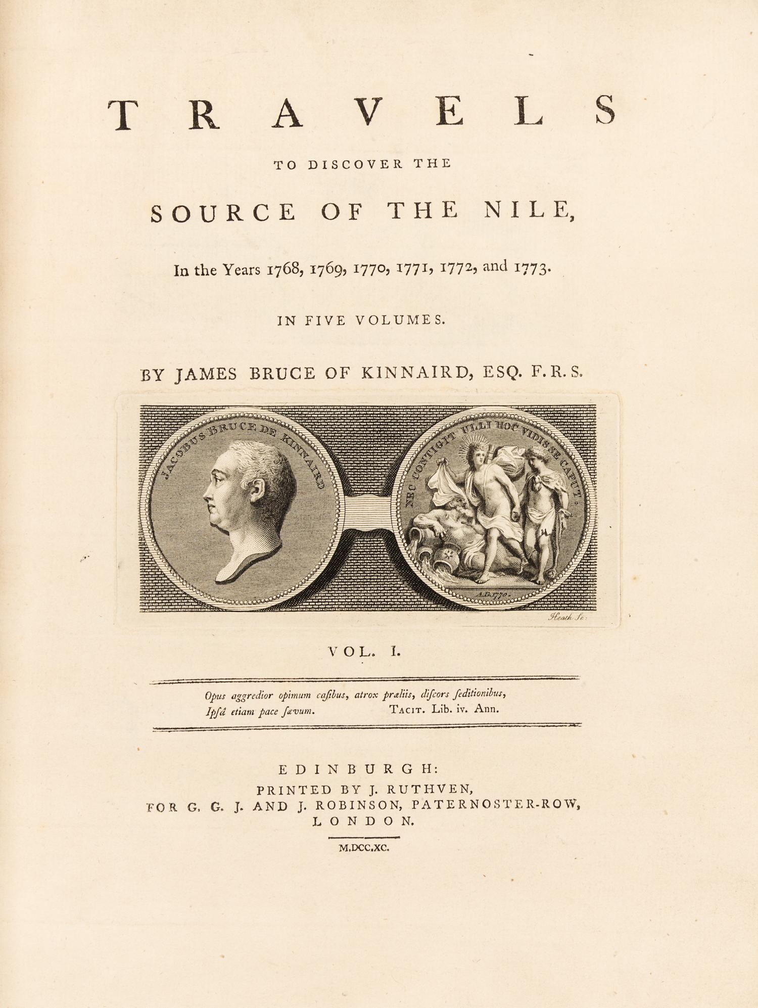 BRUCE, James. Travels to Discover the Source of the Nile. -[Appendix]: Select Specimens of Natural History. London, 1790. FIRST EDITION
