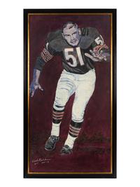 A Dick Butkus Signed Autograph Large Painting Formerly Displayed at Mike Ditka’s Restaurant