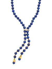 YELLOW GOLD, LAPIS LAZULI AND DIAMOND LARIAT