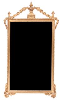 A French Painted and Gilt Gesso Mirror 44 x 25 inches. — 20TH CENTURY