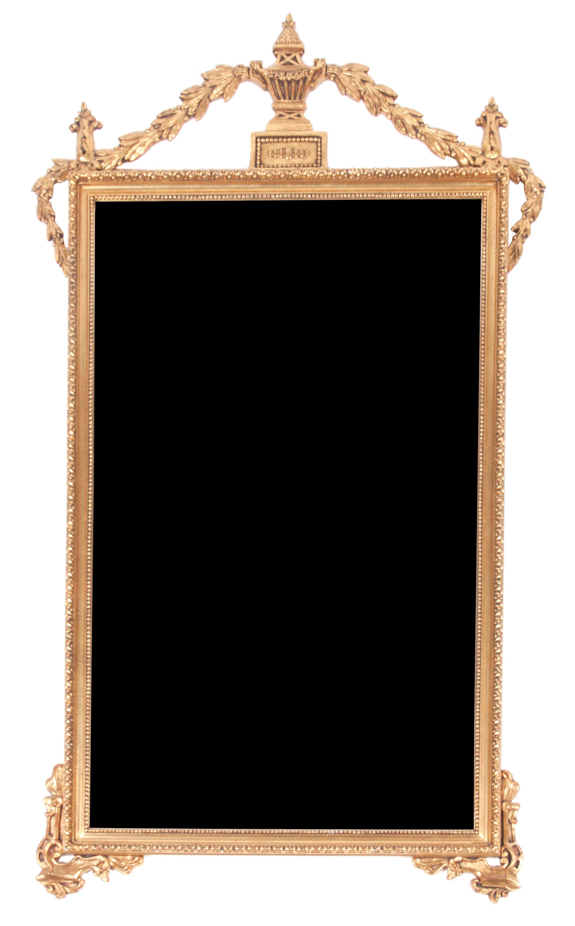 A French Painted and Gilt Gesso Mirror 44 x 25 inches. — 20TH CENTURY