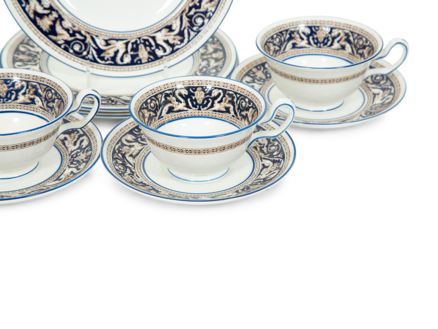 A Wedgwood Florentine Dark Blue Porcelain Dinner Service