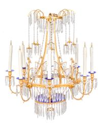 An Empire Style Eight-Light Gilt Metal and Cut Crystal Tiered Chandelier — 20TH CENTURY