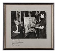 [KAUFMAN, Enit Zerner (1897-1961)] – [TRUMAN, Harry S. (1884-1972)] – Photograph signed and inscribed on mat ("Harry Truman.”), as former United States President to Enit Zerner KAUFMAN. Independence, Missouri: 24 November 1954.