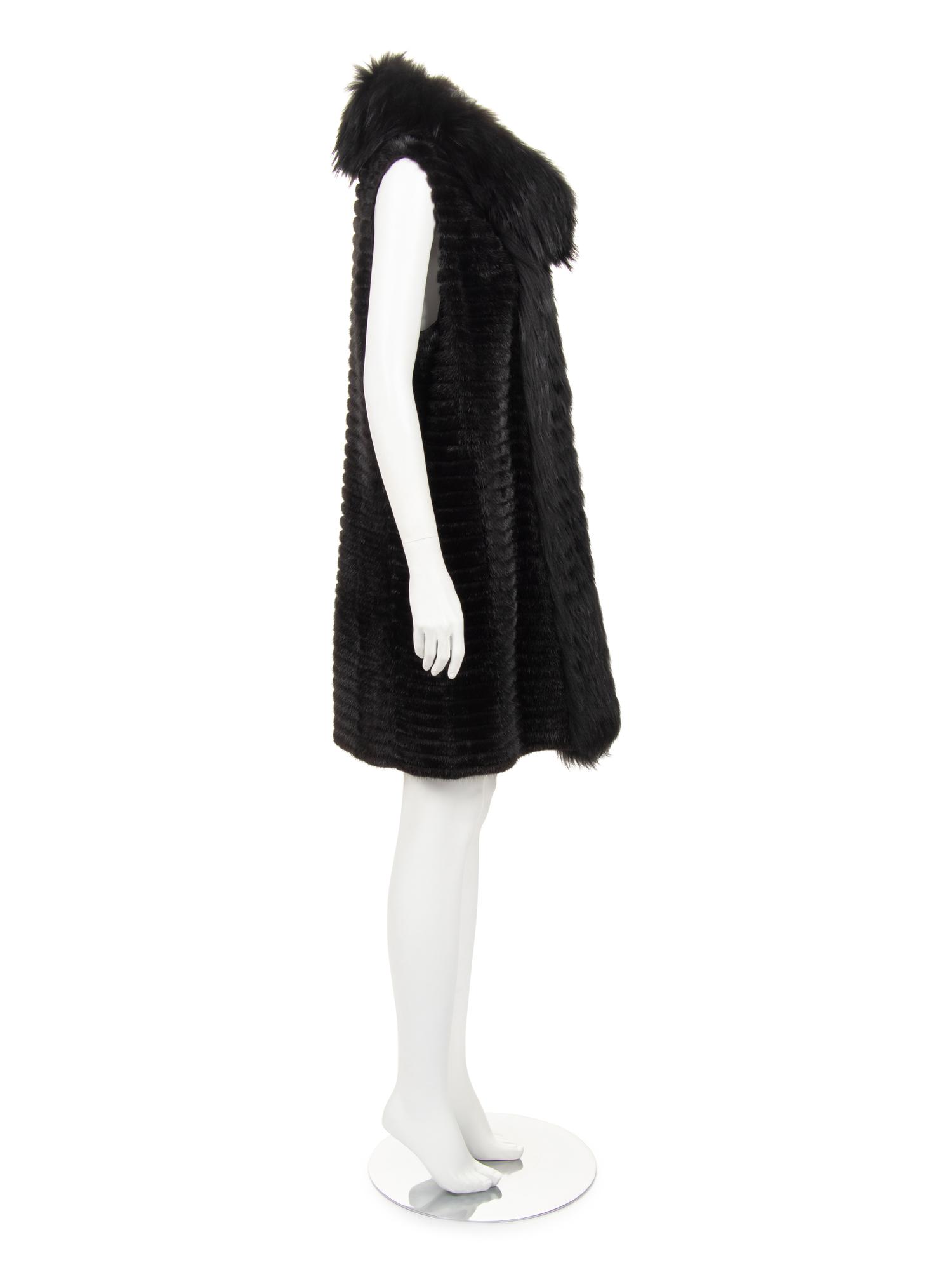 J. Mendel Mink Fur Sleeveless Tunic with Raccoon Fur Collar