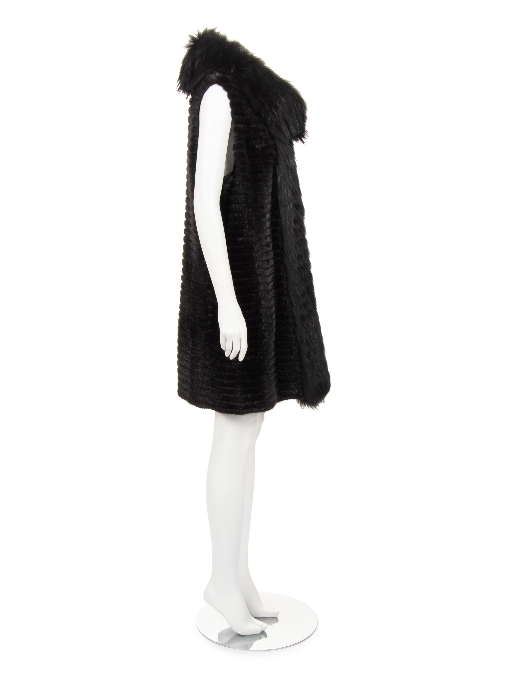 J. Mendel Mink Fur Sleeveless Tunic with Raccoon Fur Collar