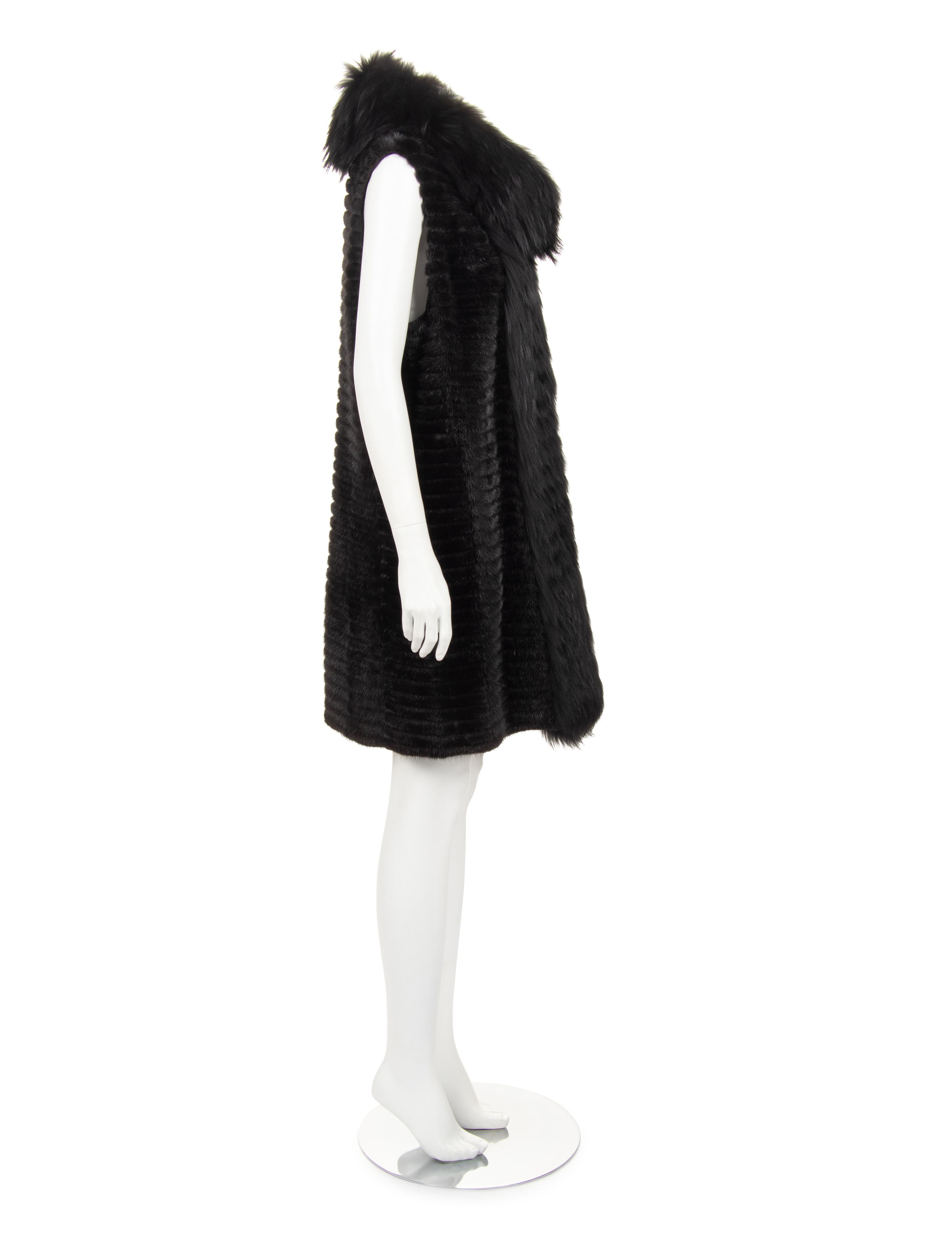 J. Mendel Mink Fur Sleeveless Tunic with Raccoon Fur Collar