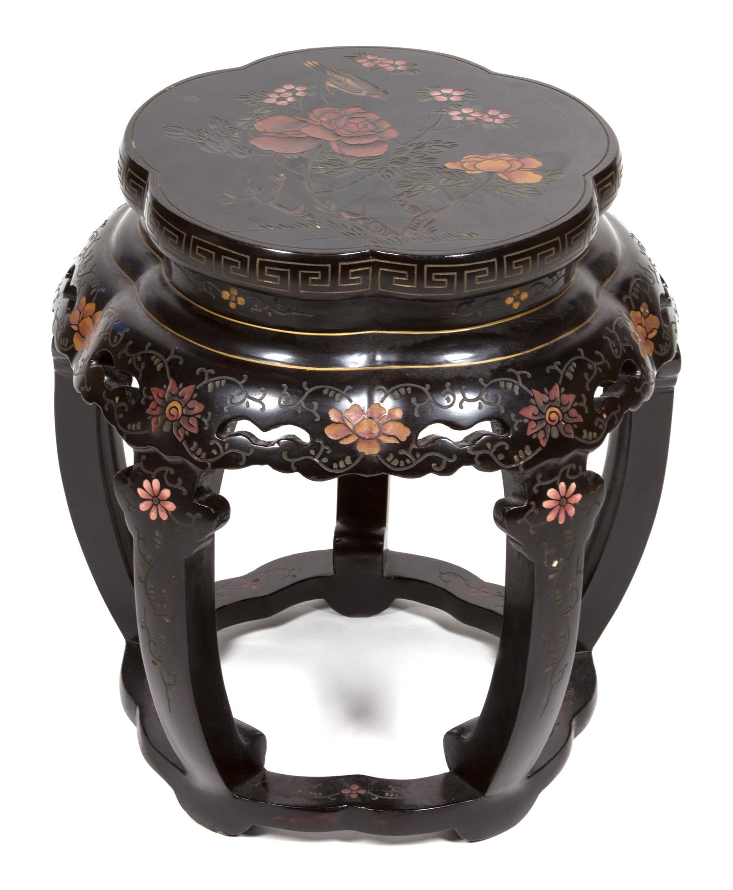 A Chinese Lacquered Tabouret Height 19 1/4 inches. — 20TH CENTURY