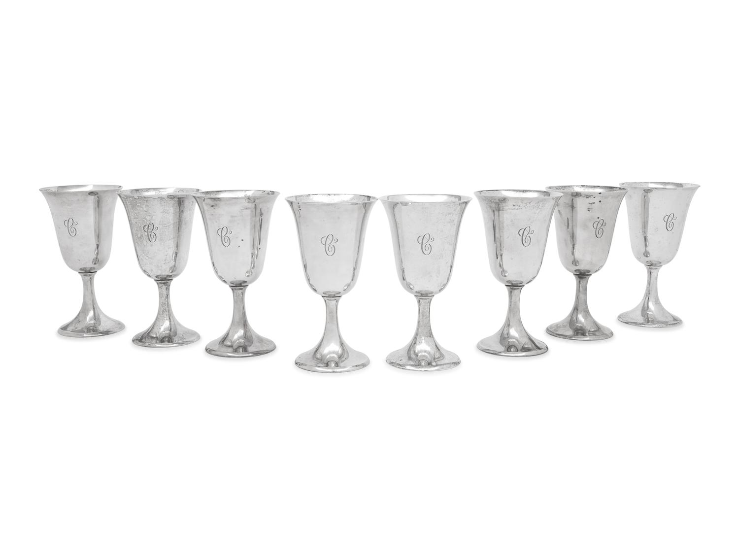 A Set of Eight American Silver Goblets