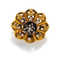 DIAMOND AND ENAMEL BROOCH