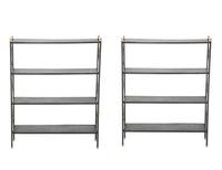 A Pair of Modern Painted Tole, Brass and Vinyl Etageres — 20th Century