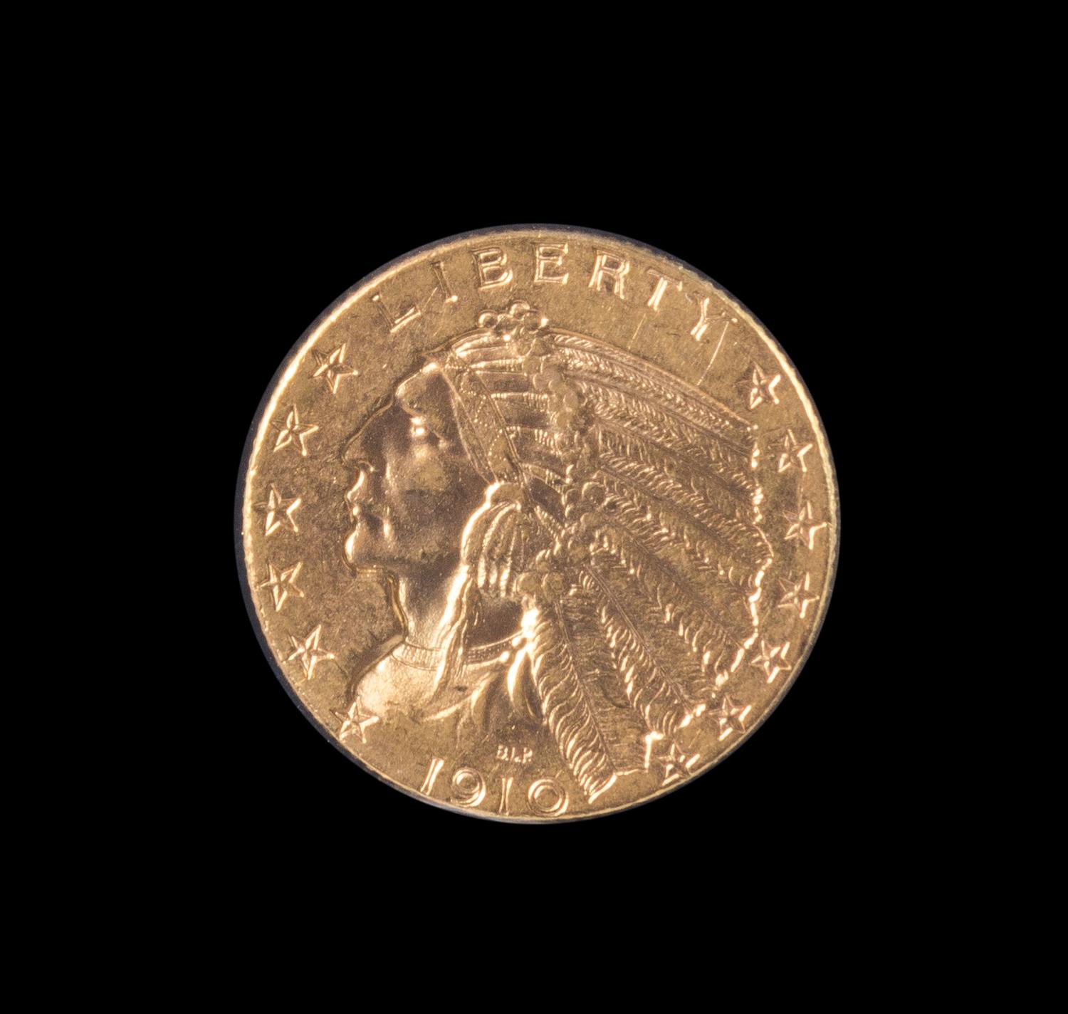 A United States 1910 Indian Head $5 Gold Coin
