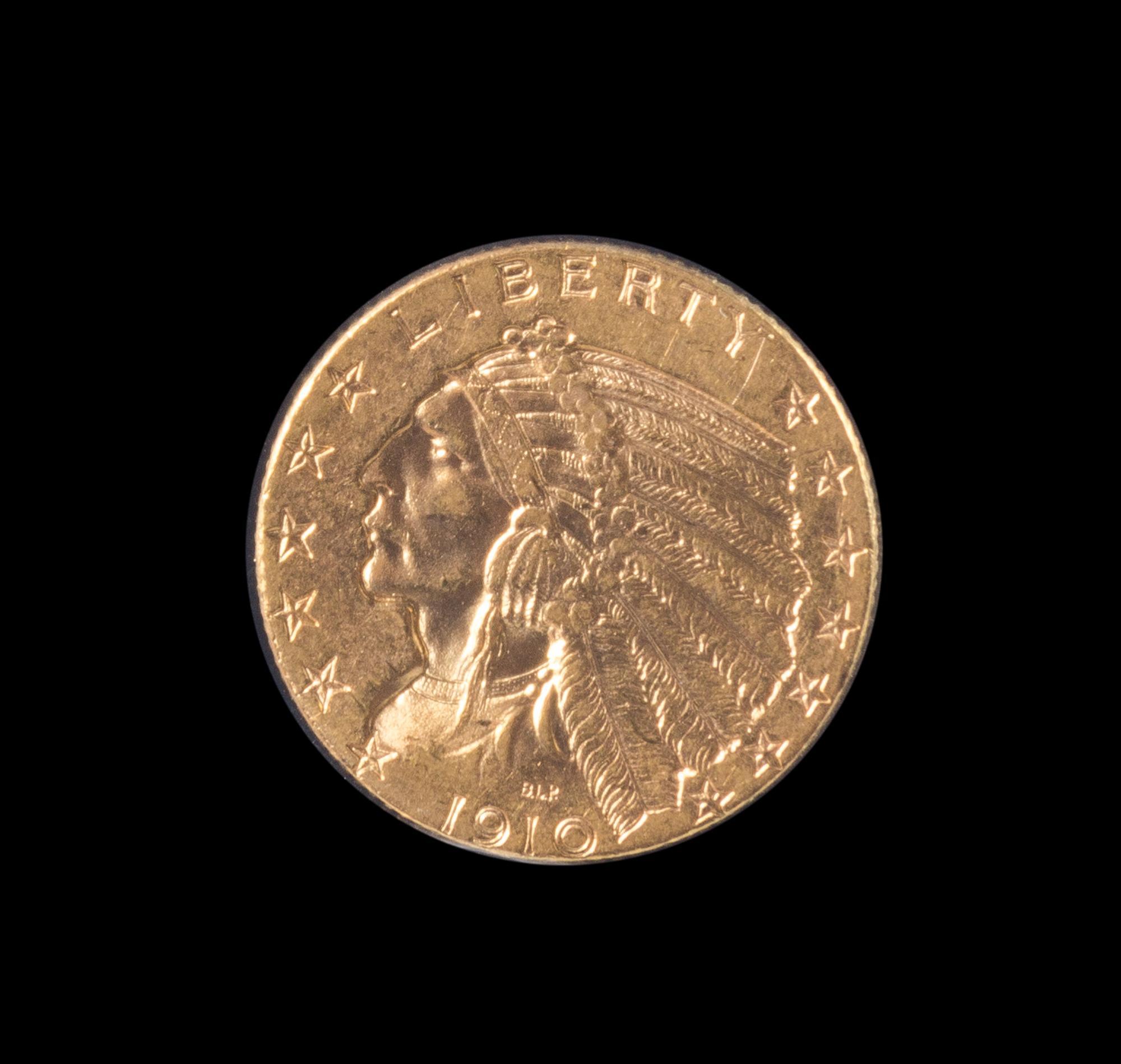 A United States 1910 Indian Head $5 Gold Coin