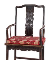 A Pair of Chinese Brown Lacquered Elmwood Scholar's Armchairs, Guanmaoyi