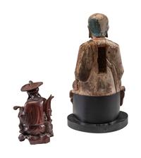 Two Chinese Carved Wood Figures