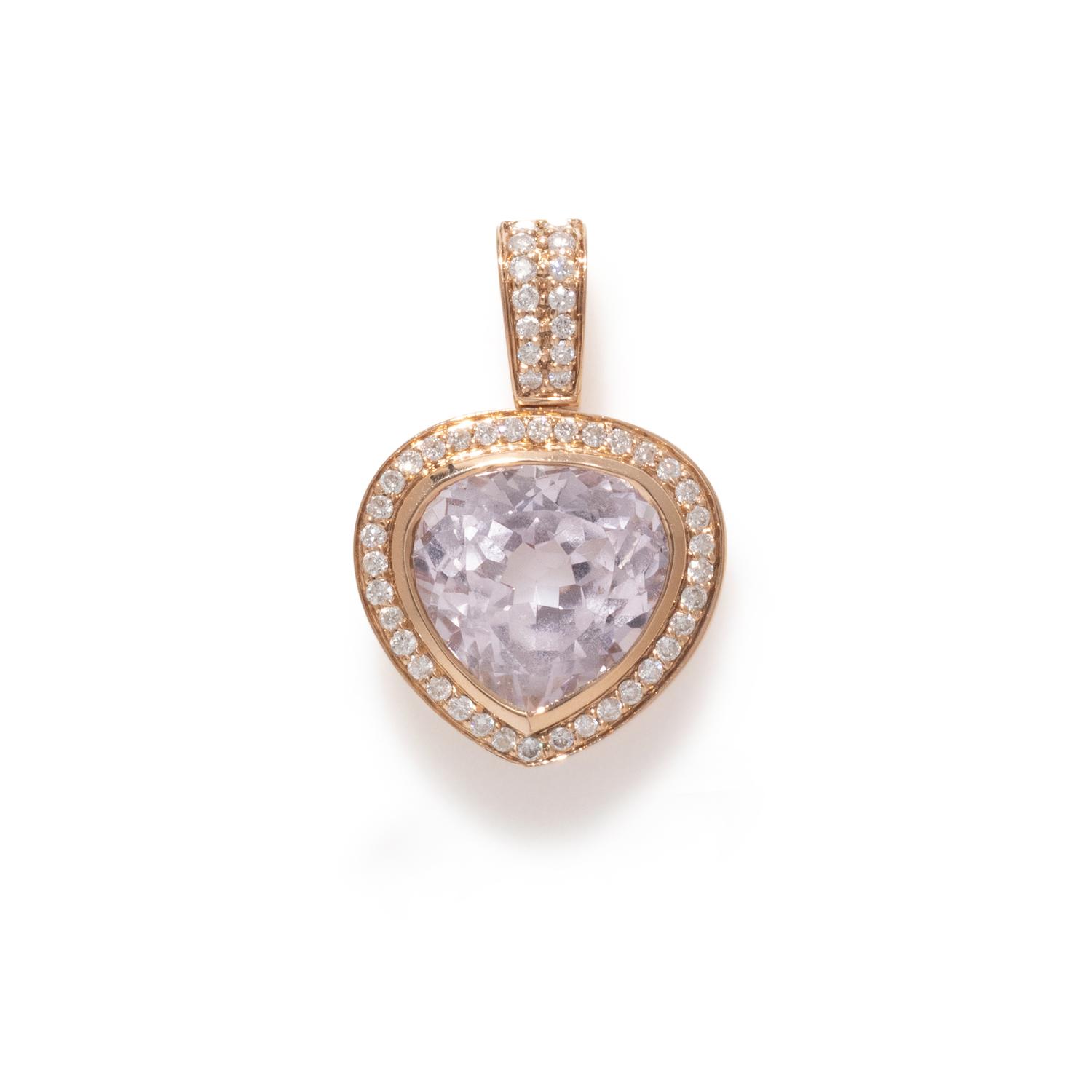SONIA B., KUNZITE AND DIAMOND PENDANT