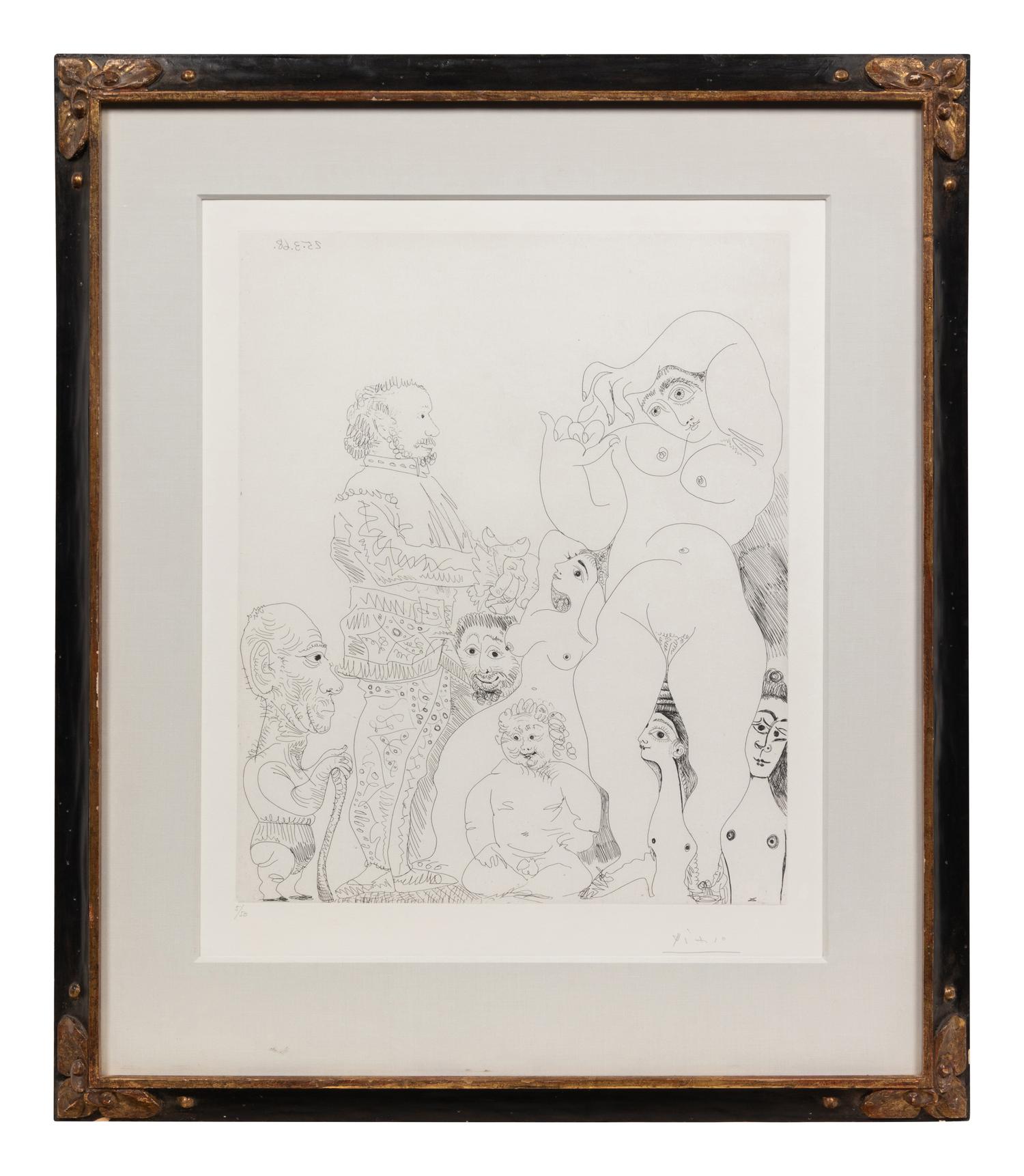 Autoportrait à la canne, avec comédien, amour replet et femmes (pl. 8 from 347 Series)