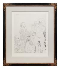Autoportrait à la canne, avec comédien, amour replet et femmes (pl. 8 from 347 Series)