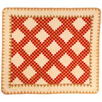 A Diamond Cross Pattern Quilt in Red and Brown