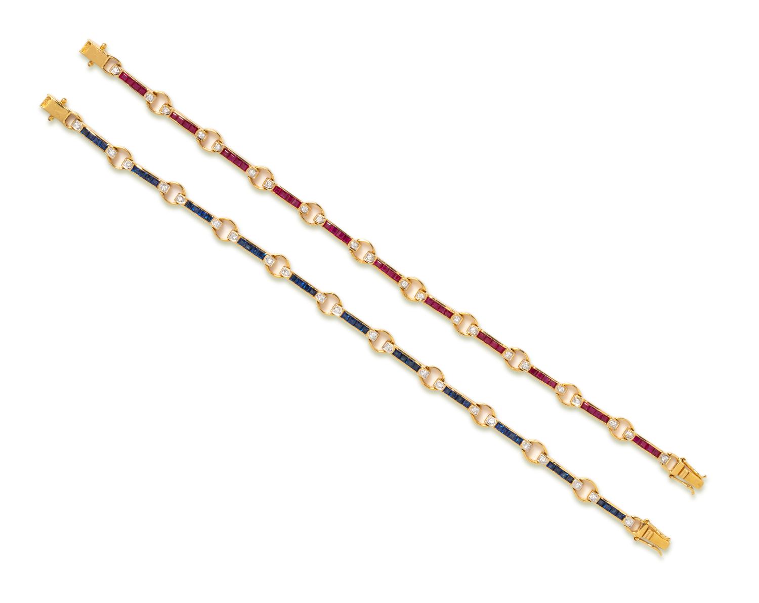 RUBY, SAPPHIRE AND DIAMOND BRACELETS