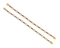 RUBY, SAPPHIRE AND DIAMOND BRACELETS