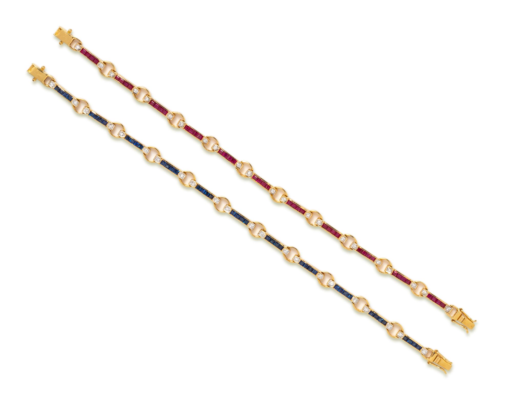 RUBY, SAPPHIRE AND DIAMOND BRACELETS