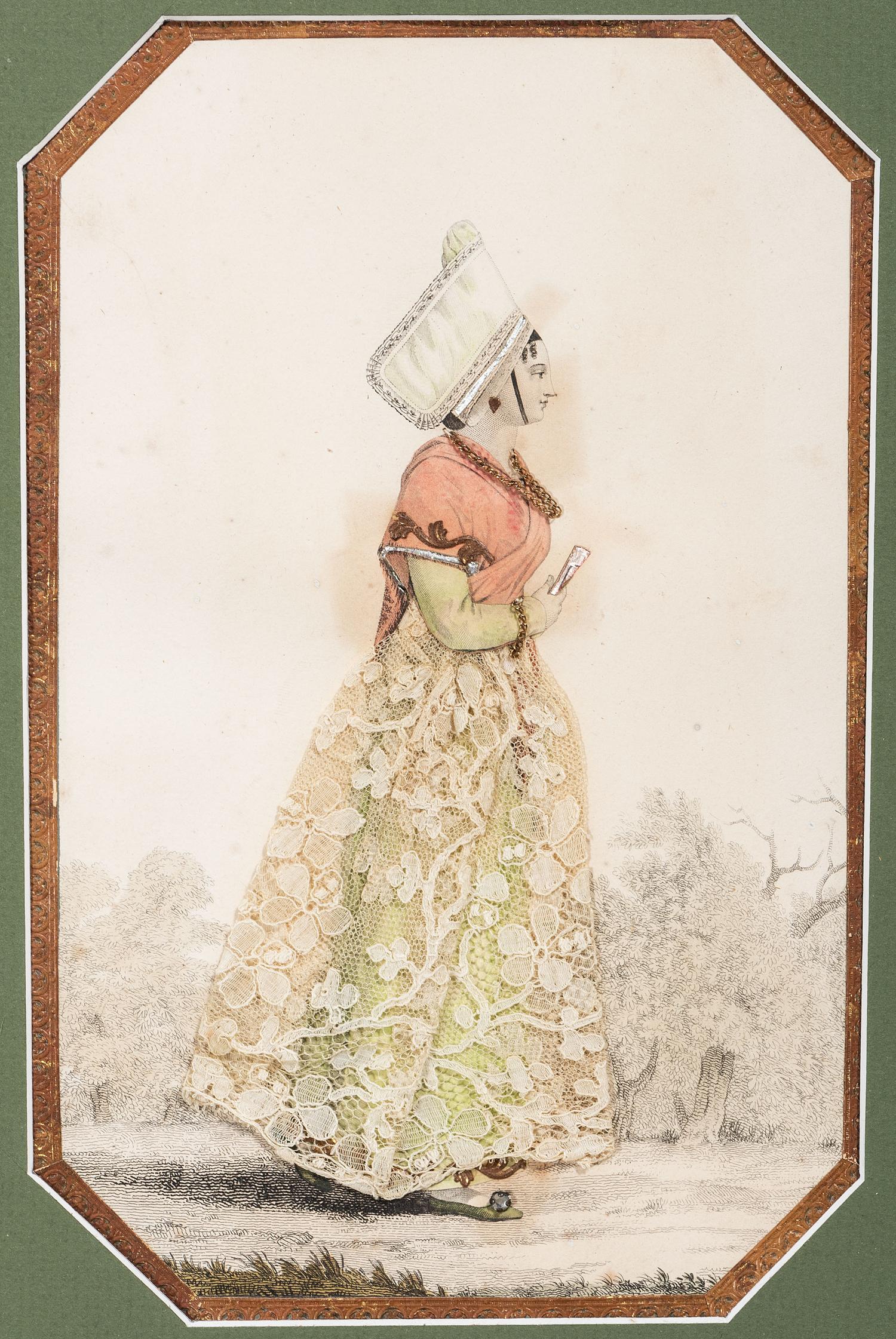 Five Victorian Mixed Media Dressed Pictures