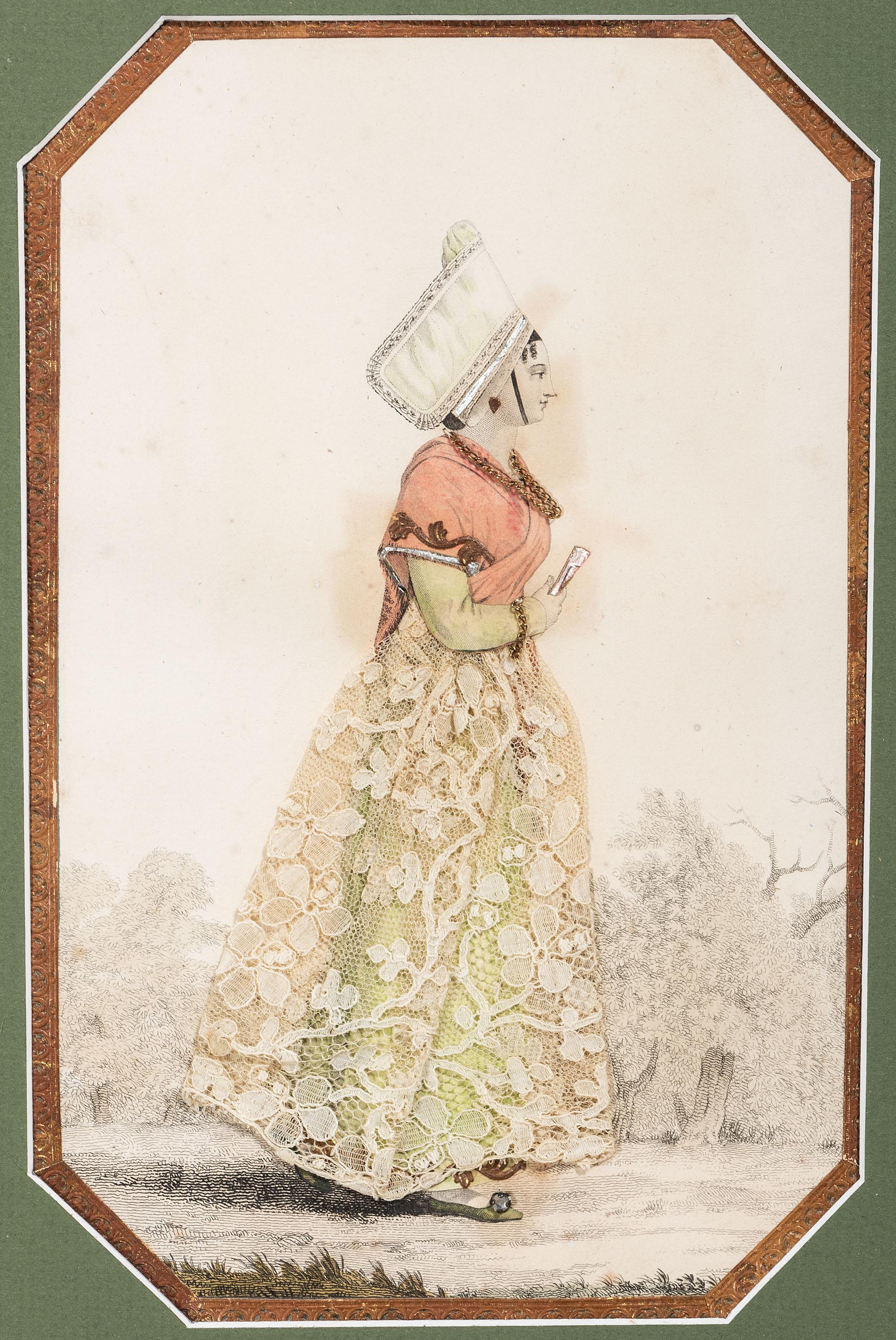 Five Victorian Mixed Media Dressed Pictures