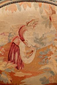 A Pair of Louis XV Style Tapestry-Upholstered and Painted Fauteuils — 19TH CENTURY