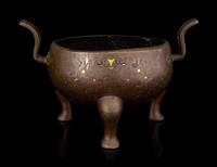 A Silver Inlaid Bronze Incense Burner