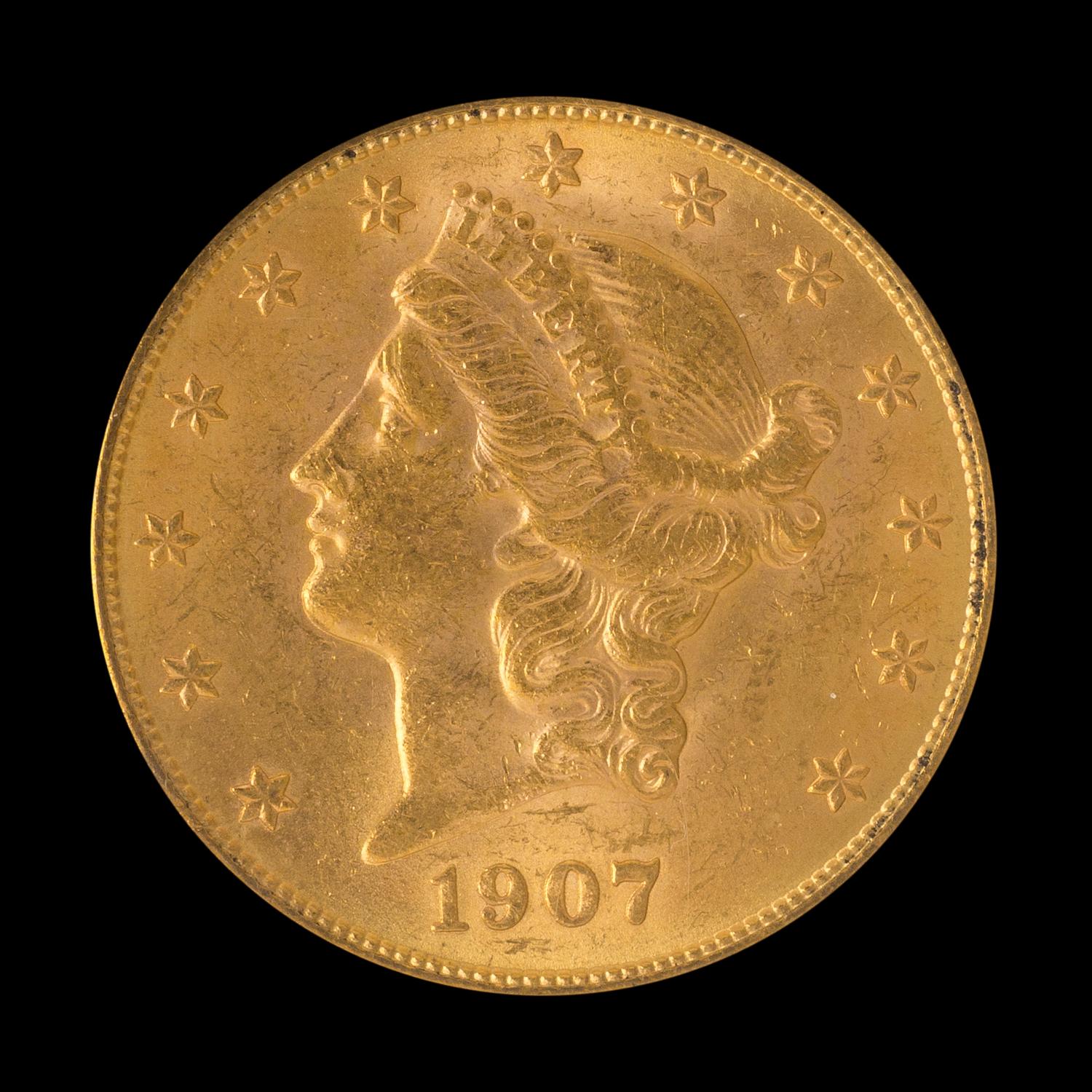 A United States 1907-S Liberty Head $20 Gold Coin