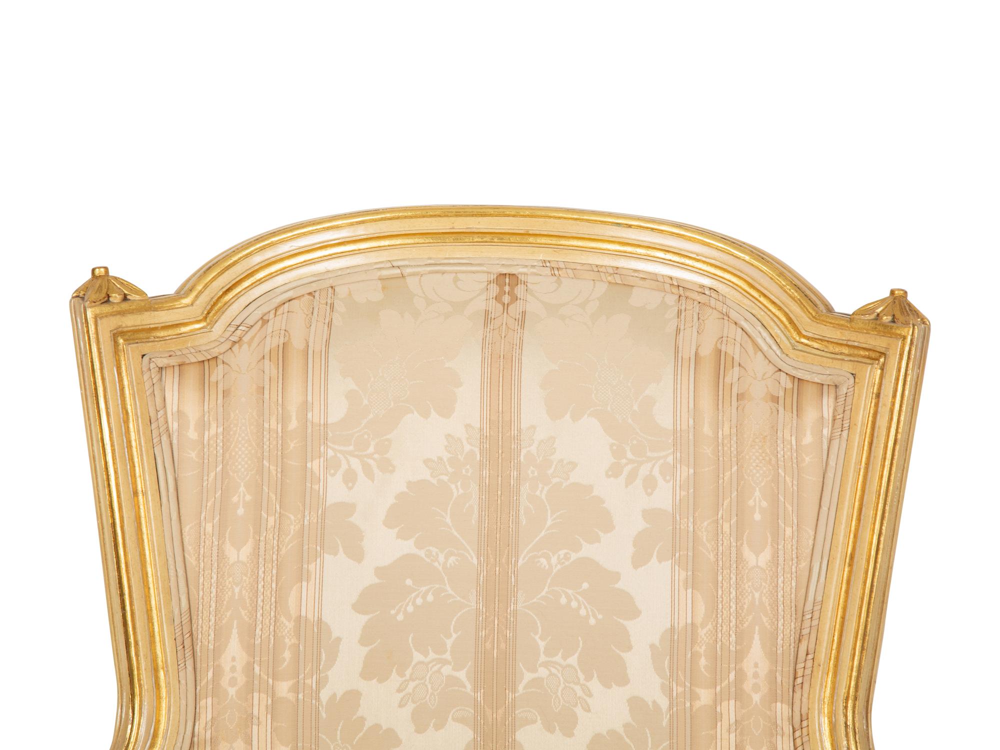 A Louis XV Style Painted and Giltwood Bergère