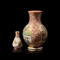 Two Small Satsuma-Type Cabinet Vases, Yabu Meizan, Meiji Period