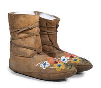 Northern Cree Beaded Moose Hide Boot Moccasins