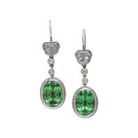 TSAVORITE GARNET AND DIAMOND EARRINGS