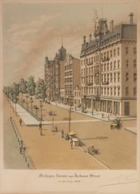 (CHICAGO) VARIN, RAOUL. A group of four original color aquatints, depicting various views of Chicago, various dates. Framed.