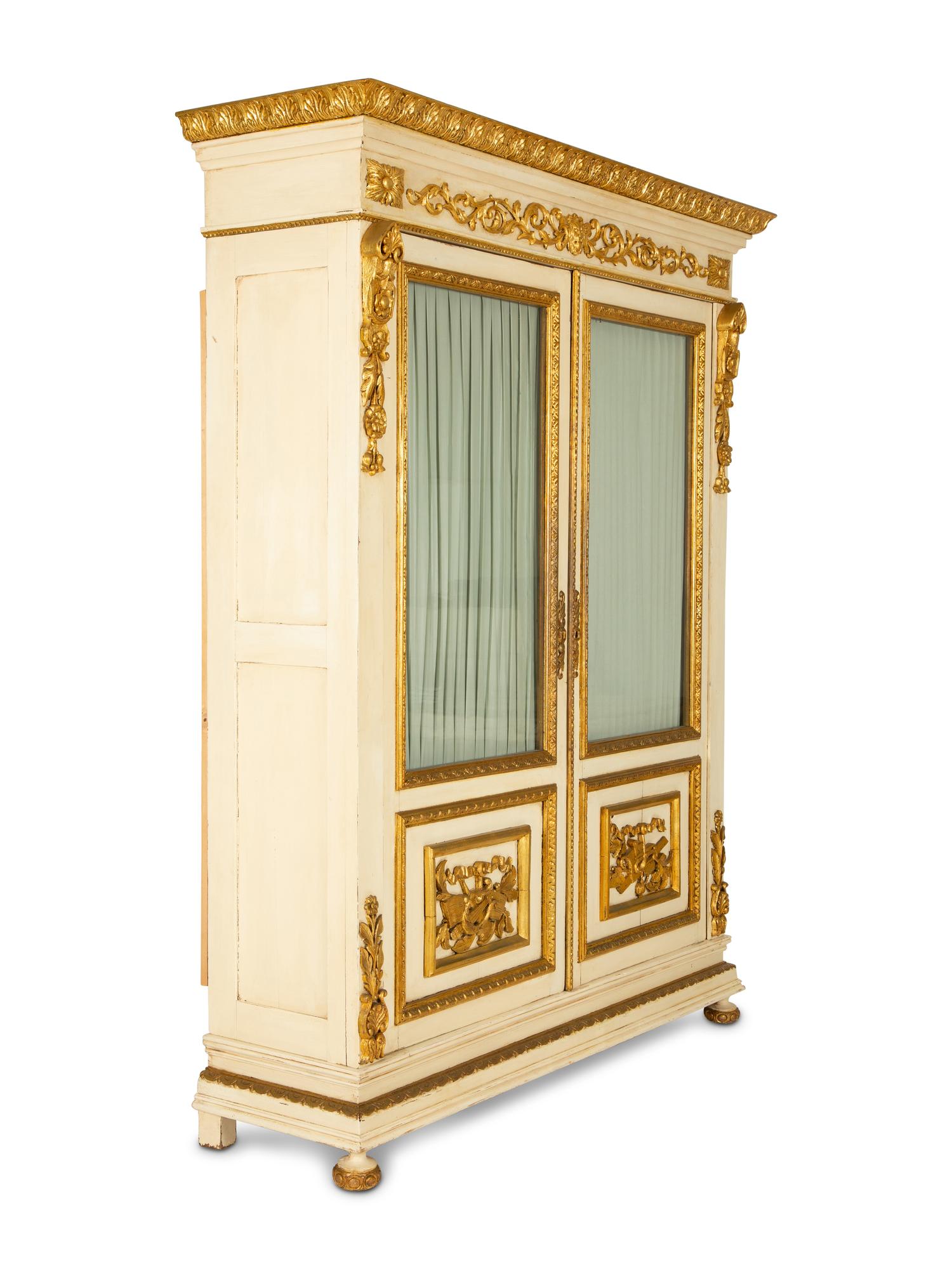 A Louis XVI Style White Painted and Parcel Gilt Armoire — Early 20th Century