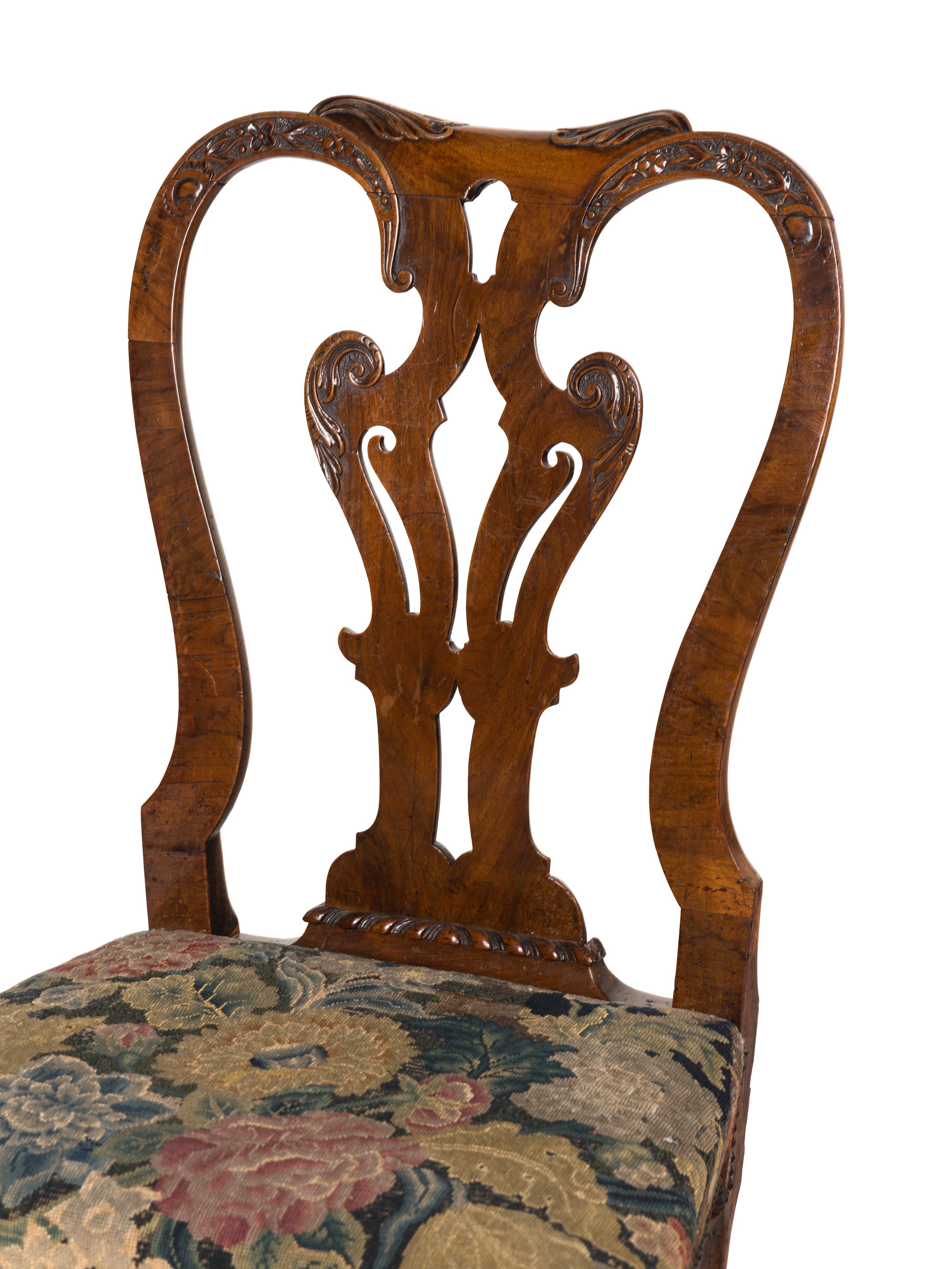 A Pair of George II Carved Mahogany Side Chairs