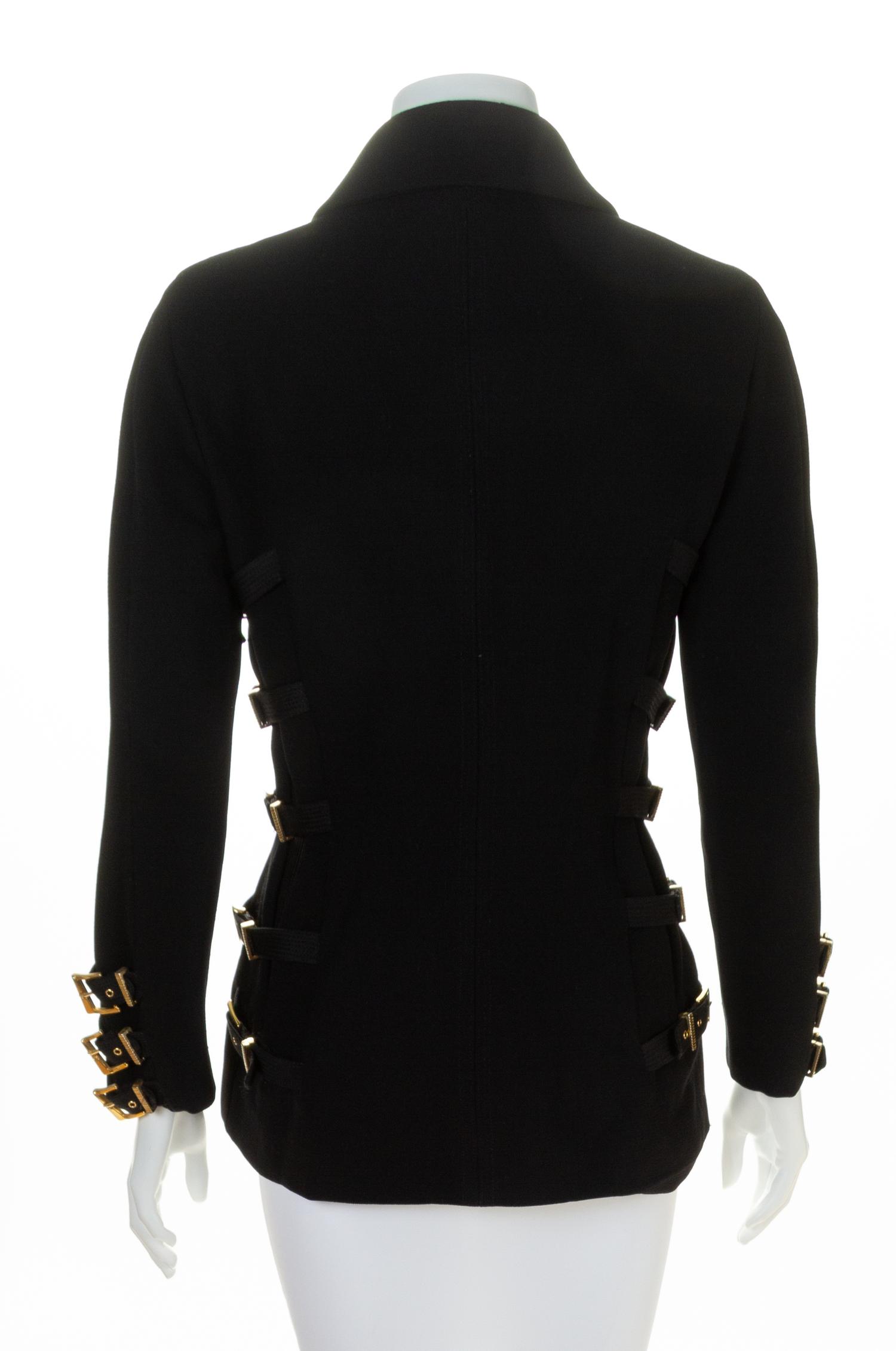 A Gianni Versace Black Bondage Jacket, Size 42.