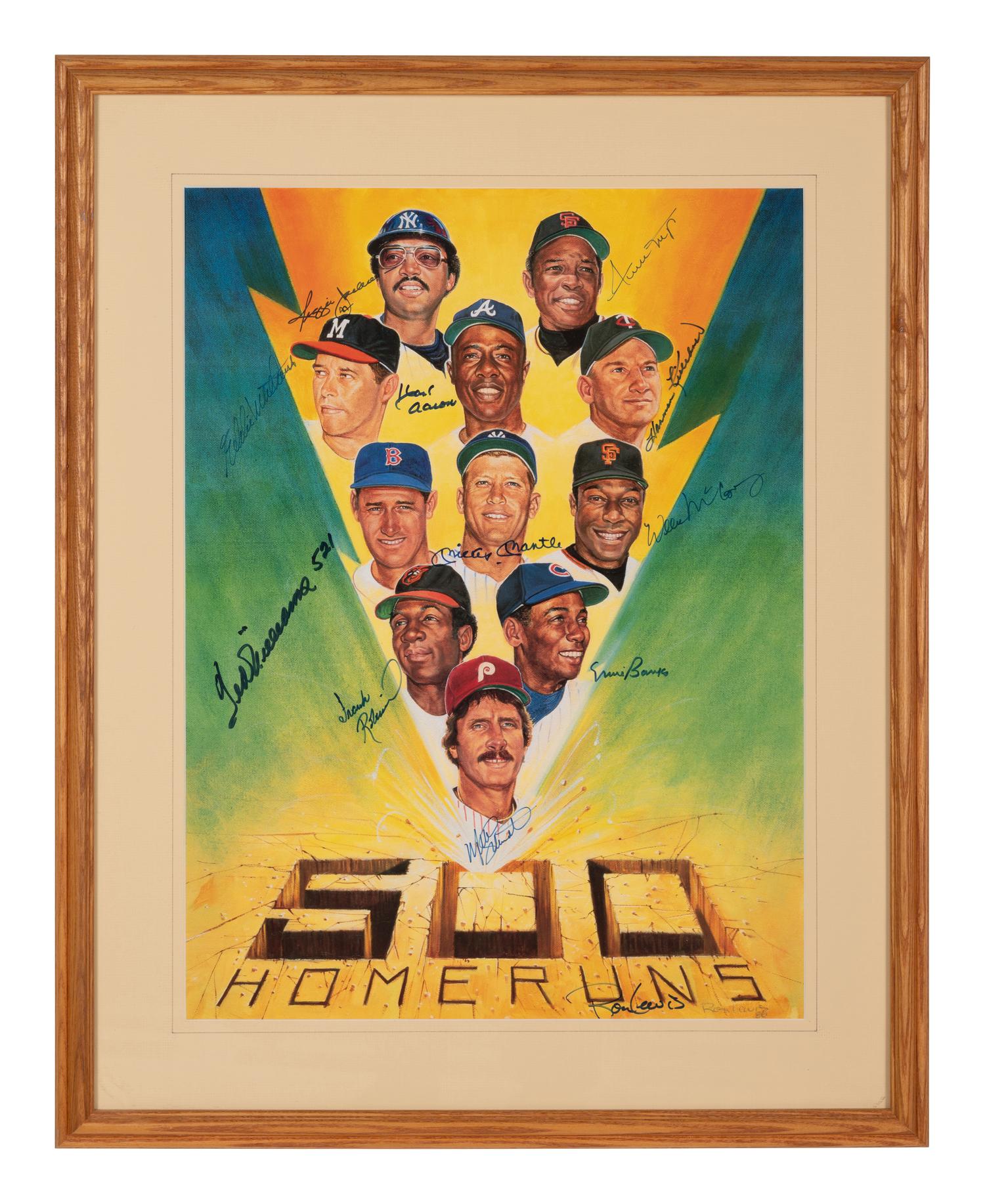 A 500 Home Run Club Signed Autograph Ron Lewis Print (Beckett Authentication Services Letter BAS Certified)