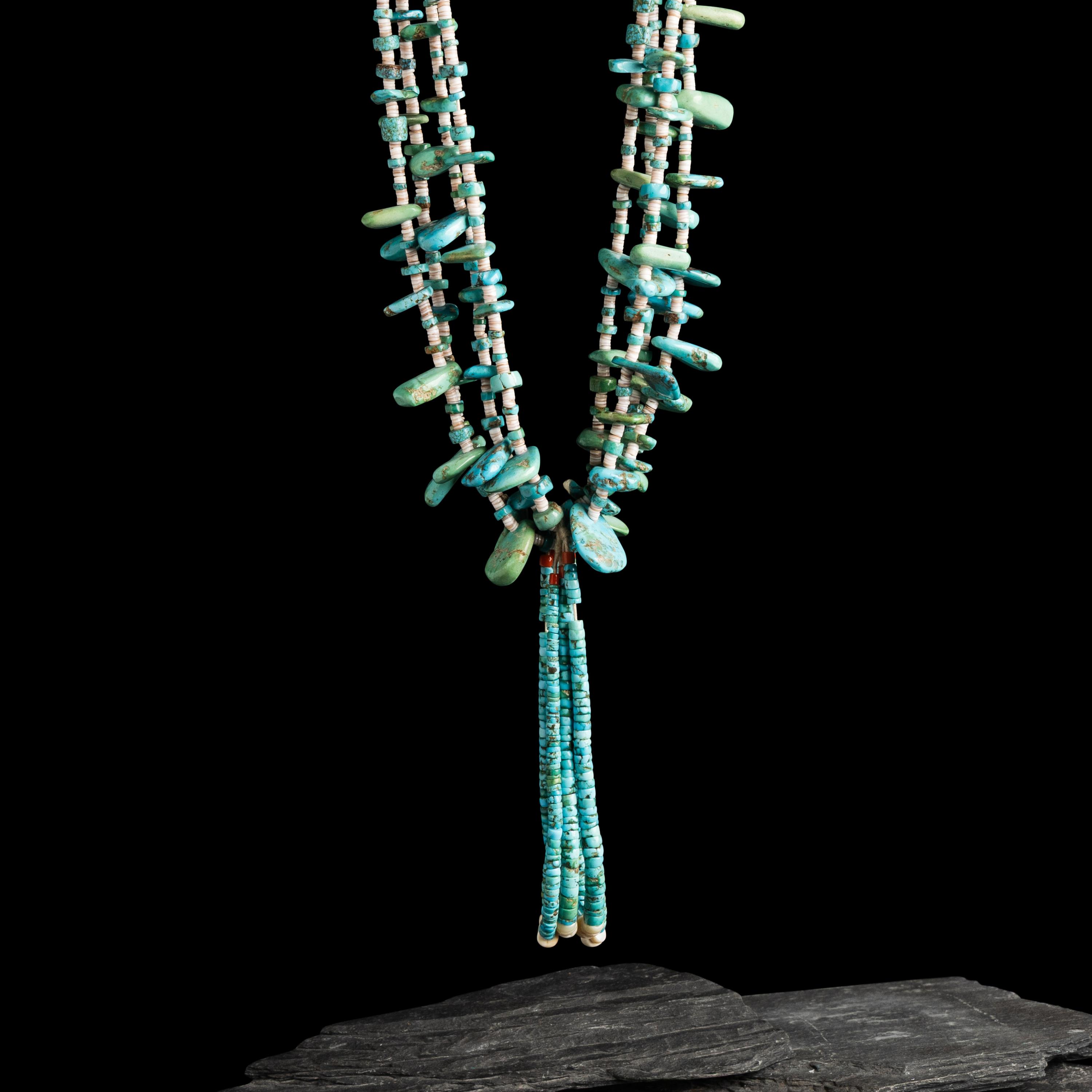 Pueblo Multi-strand Turquoise Tab Necklace